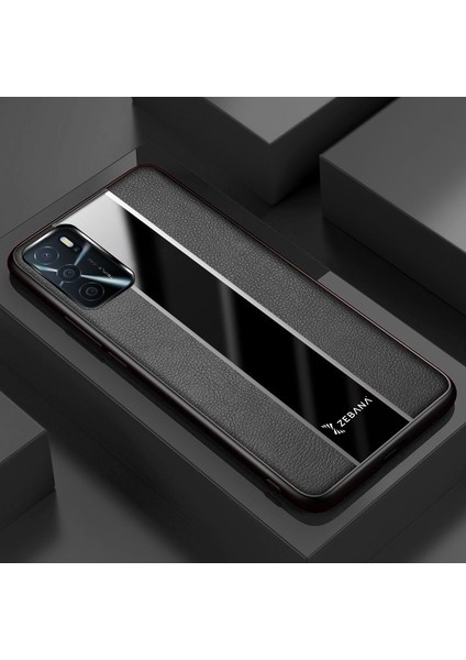 Oppo A16 Kılıf Zebana Premium Deri Kılıf Siyah