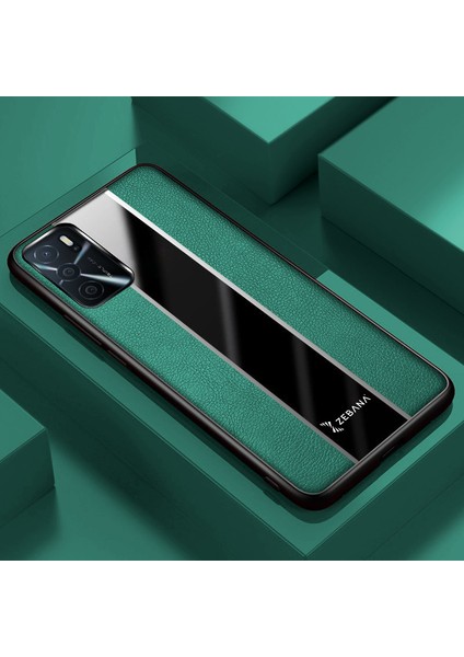 Oppo A16 Kılıf Zebana Premium Deri Kılıf Yeşil