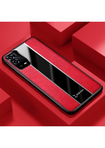 Oppo A55 4g Kılıf Zebana Premium Deri Kılıf Kırmızı