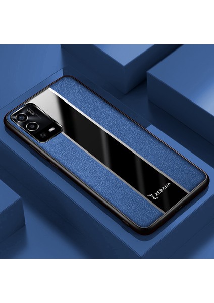 Oppo A55 4g Kılıf Zebana Premium Deri Kılıf Mavi
