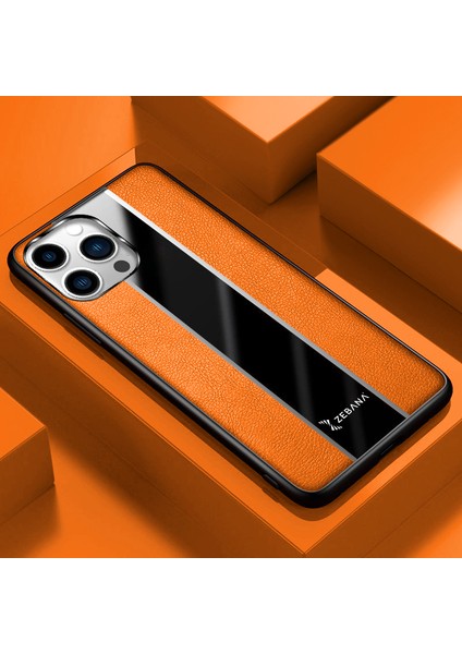 Apple iPhone 12 Pro Kılıf Zebana Premium Deri Kılıf Turuncu