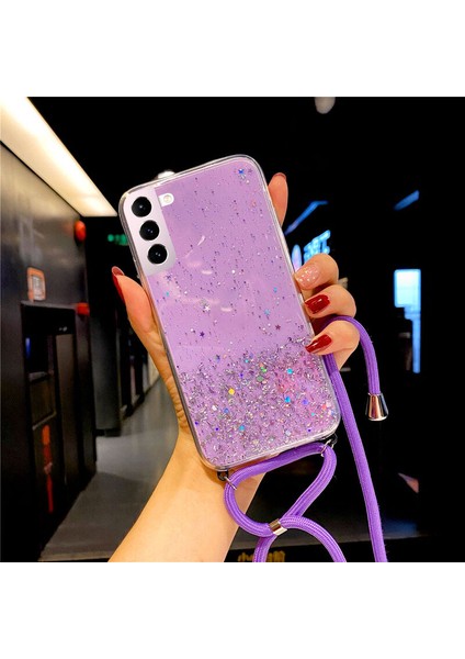 Samsung Galaxy S21 Plus Kılıf Zebana Simli Askılı Silikon Kılıf Pembe fiyatları