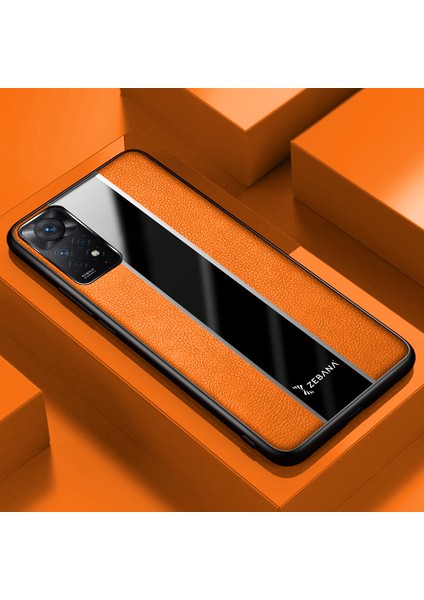Xiaomi Redmi Note 11 Pro Kılıf Zebana Premium Deri Kılıf Turuncu