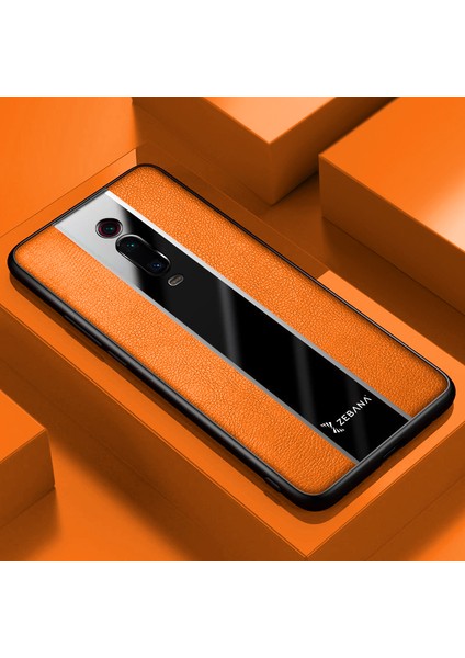 Xiaomi Mi 9t Pro Kılıf Zebana Premium Deri Kılıf Turuncu