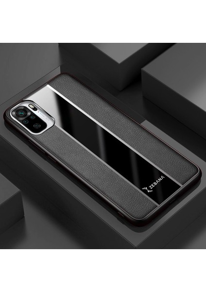 Xiaomi Redmi Note 10S Kılıf Zebana Premium Deri Kılıf Siyah