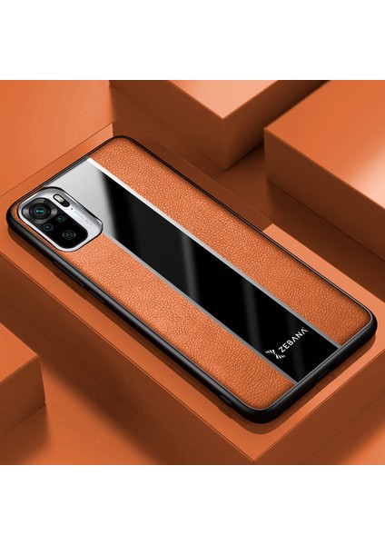 Xiaomi Redmi Note 10S Kılıf Zebana Premium Deri Kılıf Kahverengi