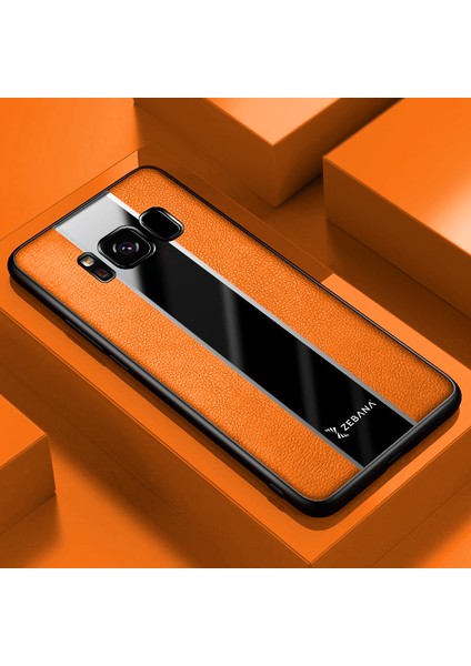 Samsung Galaxy S8 Kılıf Zebana Premium Deri Kılıf Turuncu