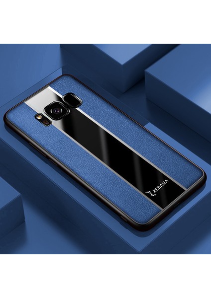 Samsung Galaxy S8 Plus Kılıf Zebana Premium Deri Kılıf Mavi
