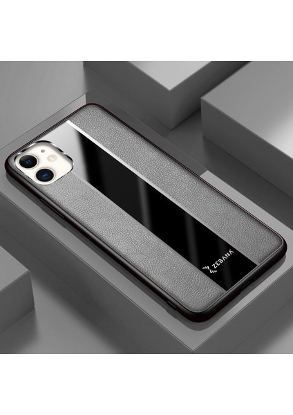 Apple iPhone 11 Kılıf Zebana Premium Deri Kılıf Gri