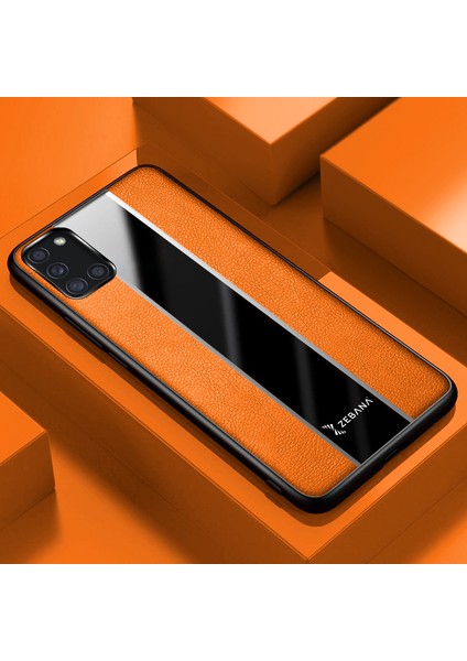 Samsung Galaxy A31 Kılıf Zebana Premium Deri Kılıf Turuncu