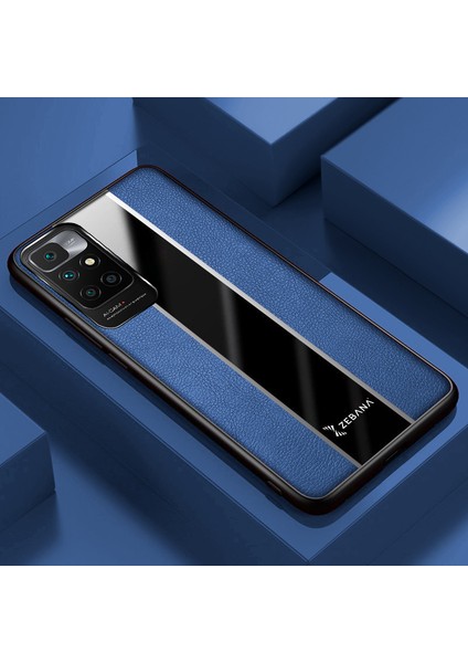 Xiaomi Redmi 10 Kılıf Zebana Premium Deri Kılıf Mavi