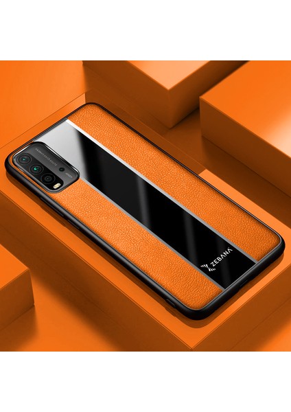 Xiaomi Redmi 9t Kılıf Zebana Premium Deri Kılıf Turuncu