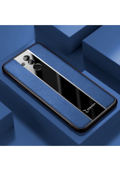 Huawei Mate 20 Lite Kılıf Zebana Premium Deri Kılıf Mavi