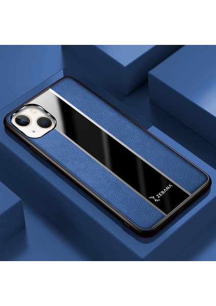 Apple iPhone 14 Plus Kılıf Zebana Premium Deri Kılıf Mavi
