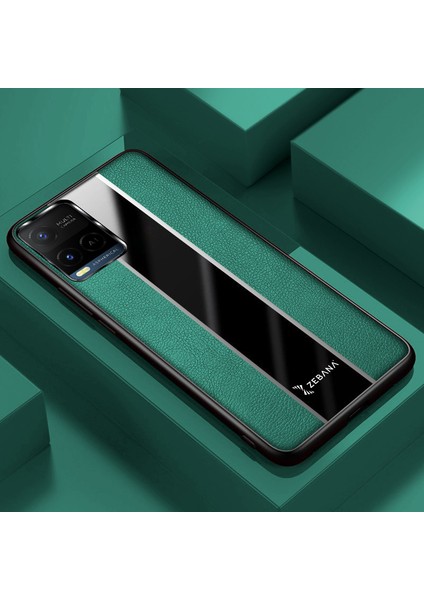 Vivo Y21 Kılıf Zebana Premium Deri Kılıf Yeşil