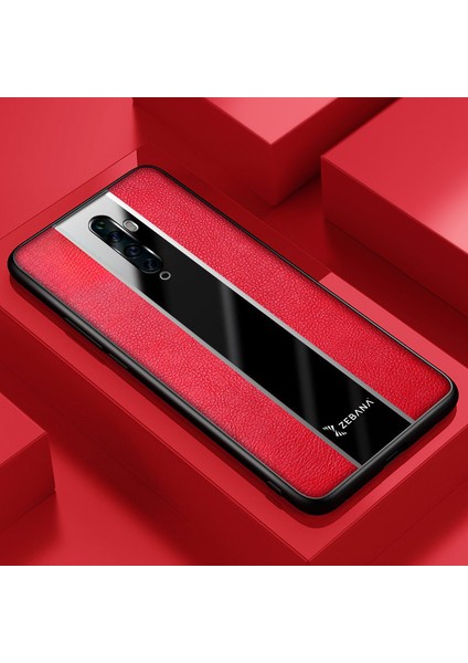 Oppo Reno 2z Kılıf Zebana Premium Deri Kılıf Kırmızı
