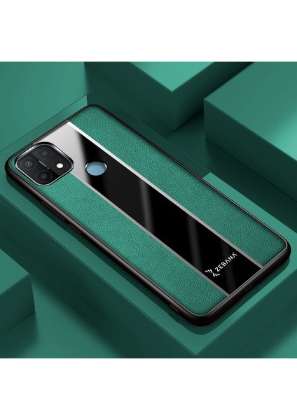 Oppo A15S Kılıf Zebana Premium Deri Kılıf Yeşil