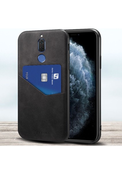 Huawei Mate 10 Lite Kılıf Zebana Cepli Nubuk Kılıf Siyah