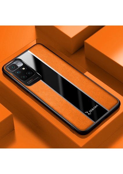 Xiaomi Redmi 10 2022 Kılıf Zebana Premium Deri Kılıf Turuncu