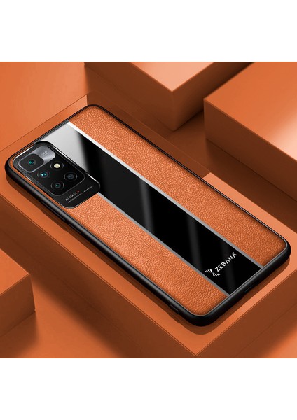 Xiaomi Redmi 10 2022 Kılıf Zebana Premium Deri Kılıf Kahverengi
