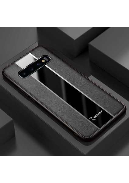 Samsung Galaxy S10 Plus Kılıf Zebana Premium Deri Kılıf Siyah