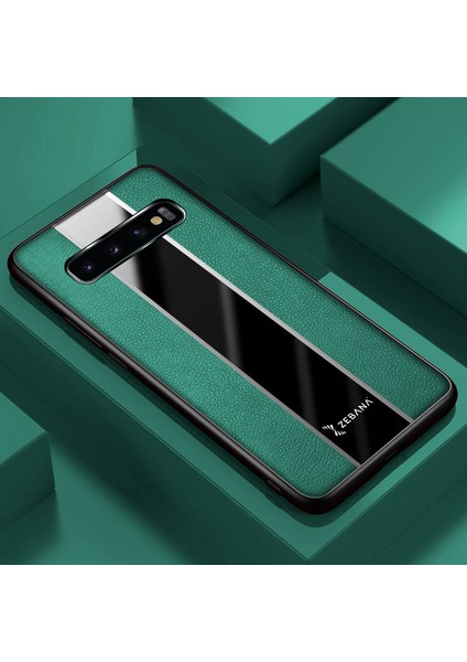 Samsung Galaxy S10 Plus Kılıf Zebana Premium Deri Kılıf Yeşil