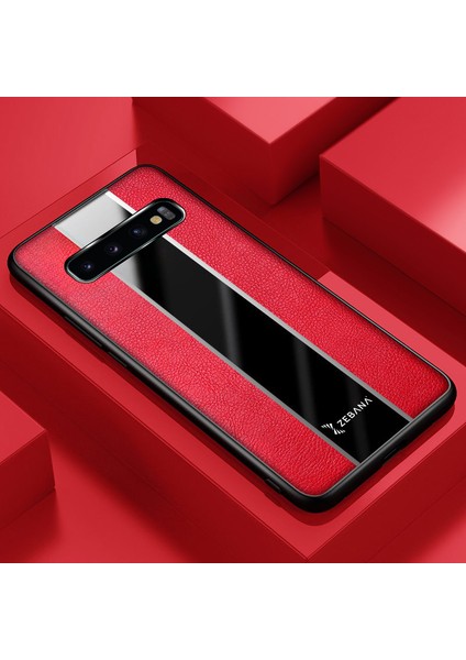 Samsung Galaxy S10 Plus Kılıf Zebana Premium Deri Kılıf Kırmızı