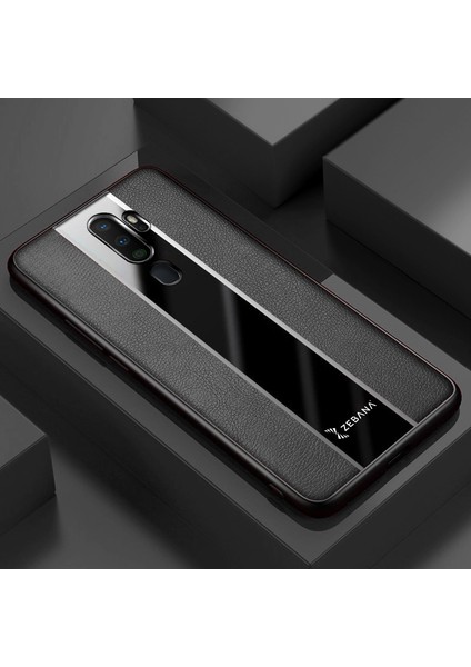 Oppo A9 2020 Kılıf Zebana Premium Deri Kılıf Siyah
