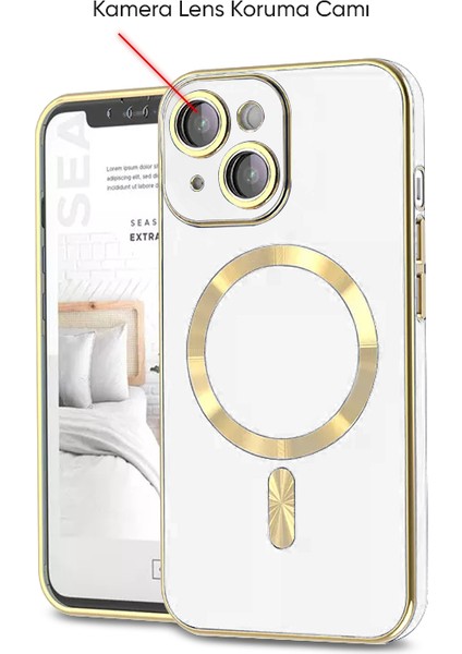 Apple iPhone 14 Plus Kılıf Magsafe Golden Silikon Kılıf (Kablosuz Şarj Destekli) Eflatun fiyatları