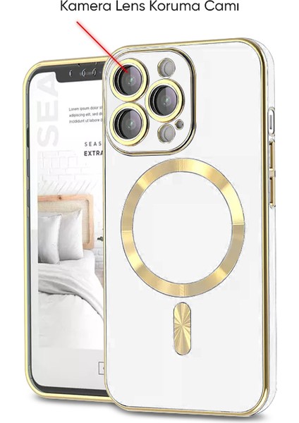 Apple iPhone 12 Pro Max Kılıf Magsafe Golden Silikon Kılıf (Kablosuz Şarj Destekli) Eflatun fiyatları