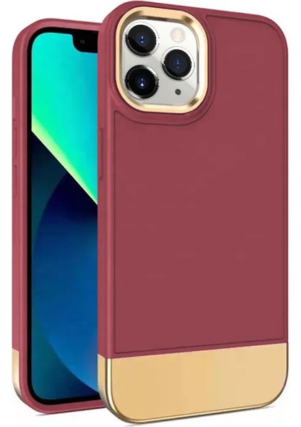 Apple iPhone 11 Pro Max Kılıf Zebana Gold Stil Silikon Kılıf Bordo fiyatları