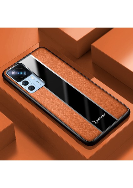 Xiaomi Mi 12T Kılıf Zebana Premium Deri Kılıf Kahverengi