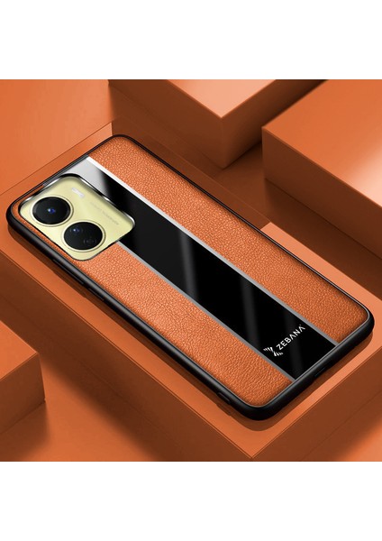 Vivo Y16 Kılıf Zebana Premium Deri Kılıf Kahverengi
