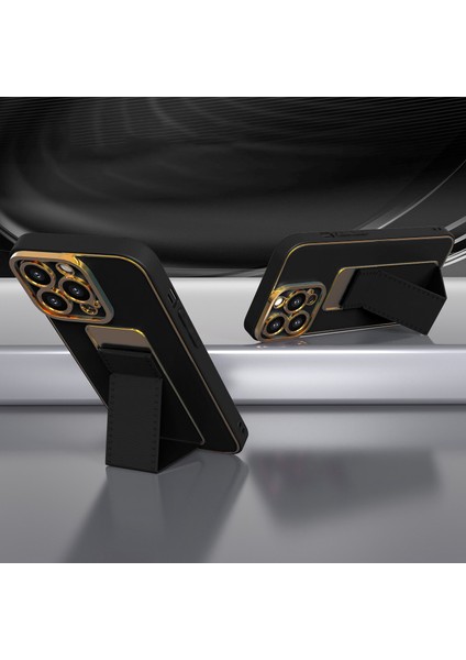 Apple iPhone 14 Pro Kılıf Zebana Royal Standlı Silikon Kılıf Açık Mavi