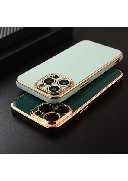 Apple iPhone 12 Pro Kılıf Golden Silikon Kılıf Açık Mavi