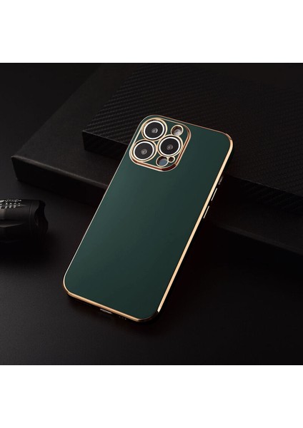 Apple iPhone 12 Pro Kılıf Golden Silikon Kılıf Yeşil
