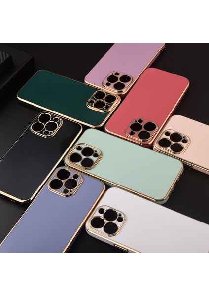 Apple iPhone x Kılıf Golden Silikon Kılıf Kırmızı