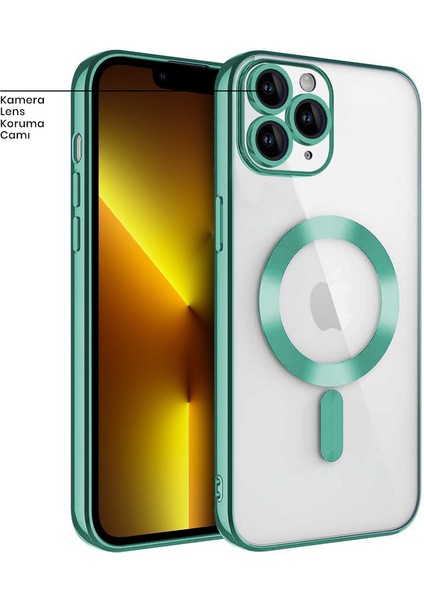 Apple iPhone 11 Pro Max Kılıf Magsafe Glint Silikon Kılıf Gri