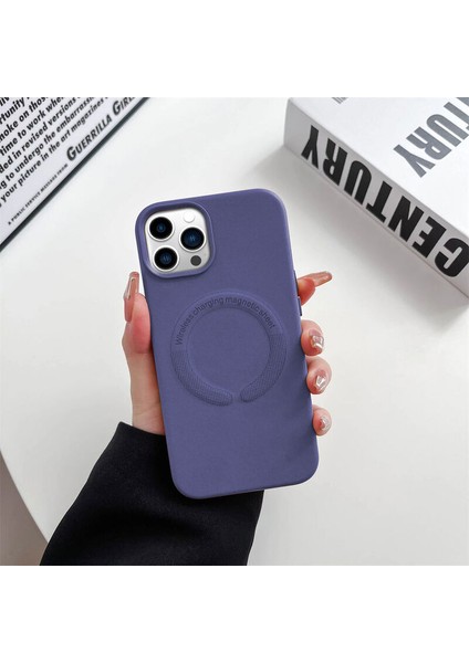 Apple iPhone 13 Pro Max Kılıf Magsafe Özellikli Lansman Deri Kılıf Derin Mor