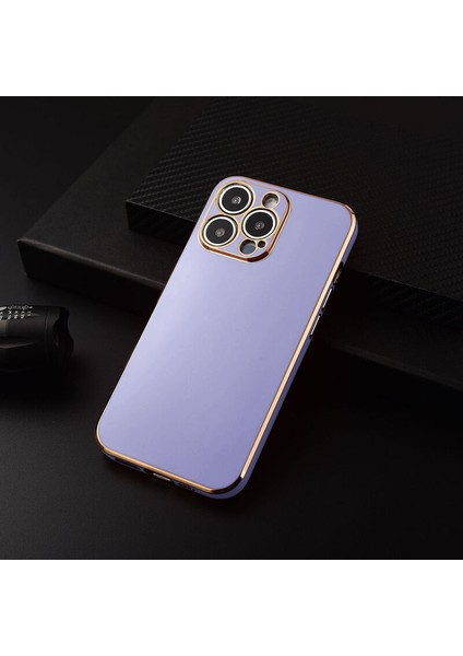 Apple iPhone 12 Pro Kılıf Golden Silikon Kılıf Lila