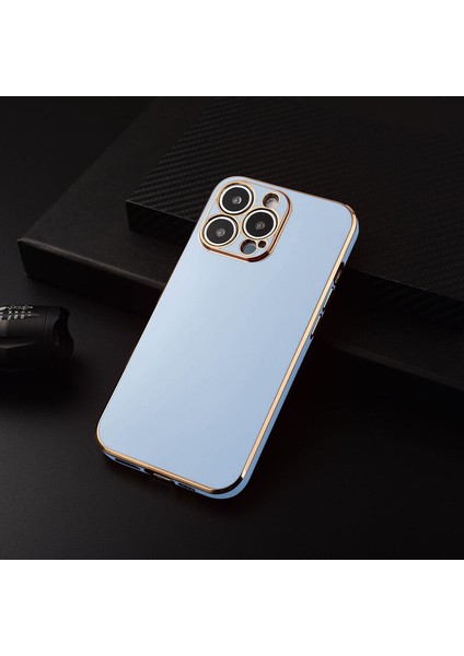 Apple iPhone 12 Pro Kılıf Golden Silikon Kılıf Açık Mavi