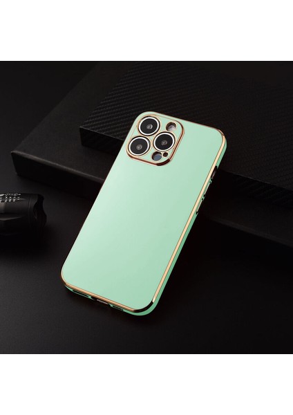 Apple iPhone 12 Pro Max Kılıf Golden Silikon Kılıf Su Yeşili