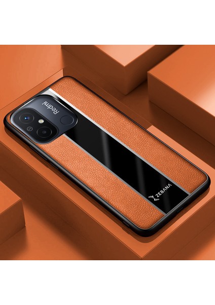 Xiaomi Redmi 12C Kılıf Zebana Premium Deri Kılıf Kahverengi