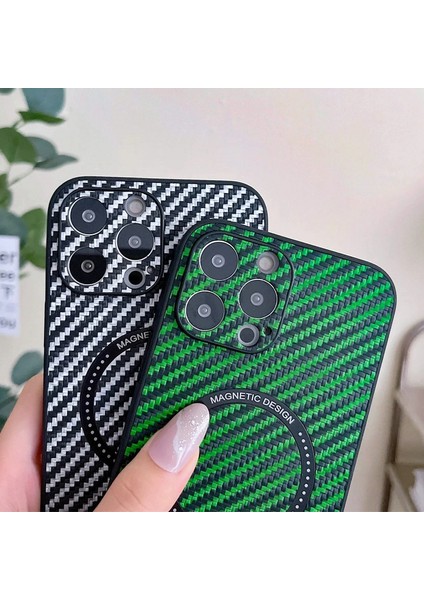 Apple iPhone 11 Pro Max Kılıf Zebana Karbon Fiber Magsafe Silikon Kılıf (Kablosuz Şarj Destekli) Yeşil fırsatları