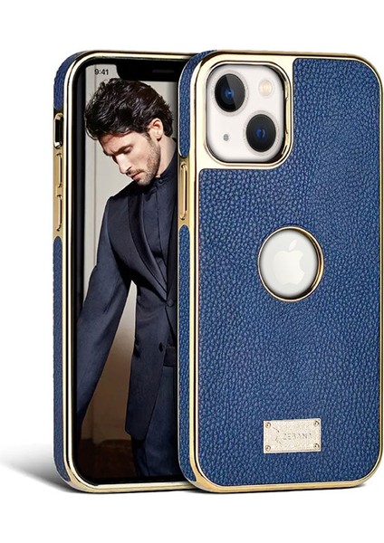 Apple iPhone 14 Plus Kılıf Zebana Best Deri Kılıf Mavi
