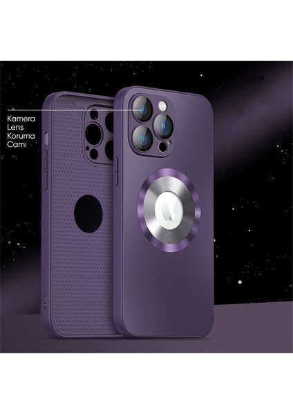 Apple iPhone 14 Pro Max Kılıf Zebana Shape Silikon Kılıf (Kablosuz Şarj Destekli - Kamera Korumalı) Derin Mor