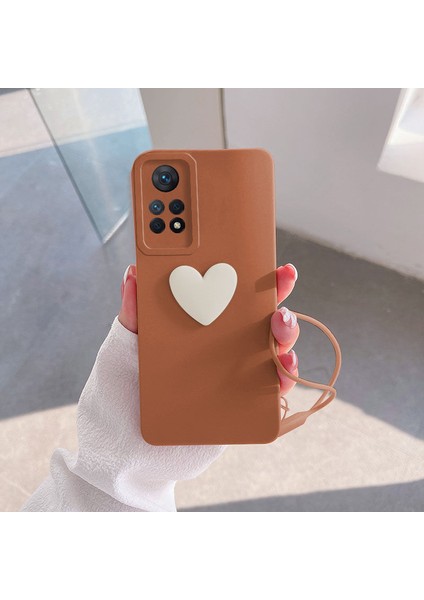 Xiaomi Redmi Note 12 Pro Kılıf Zebana Kalpli Love Kılıf Kahverengi