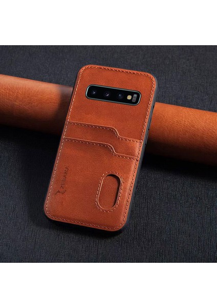 Samsung Galaxy S10 Plus Uyumlu Kılıf Zebana Kartlıklı Lüx Deri Kılıf Siyah