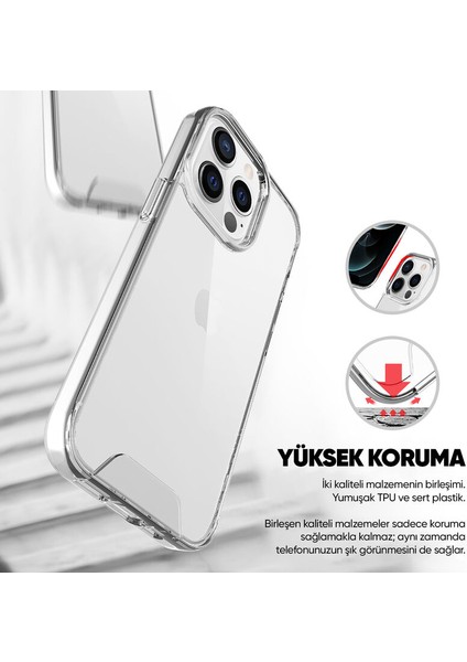 Apple iPhone 13 Pro Max Uyumlu Kılıf Zebana Hd Şeffaf Silikon Kılıf Şeffaf