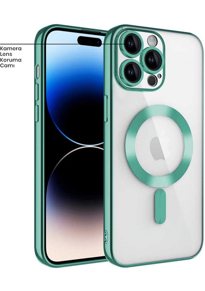 Apple iPhone 14 Pro Max Kılıf Magsafe Glint Silikon Kılıf (Kablosuz Şarj Destekli) Derin Mor